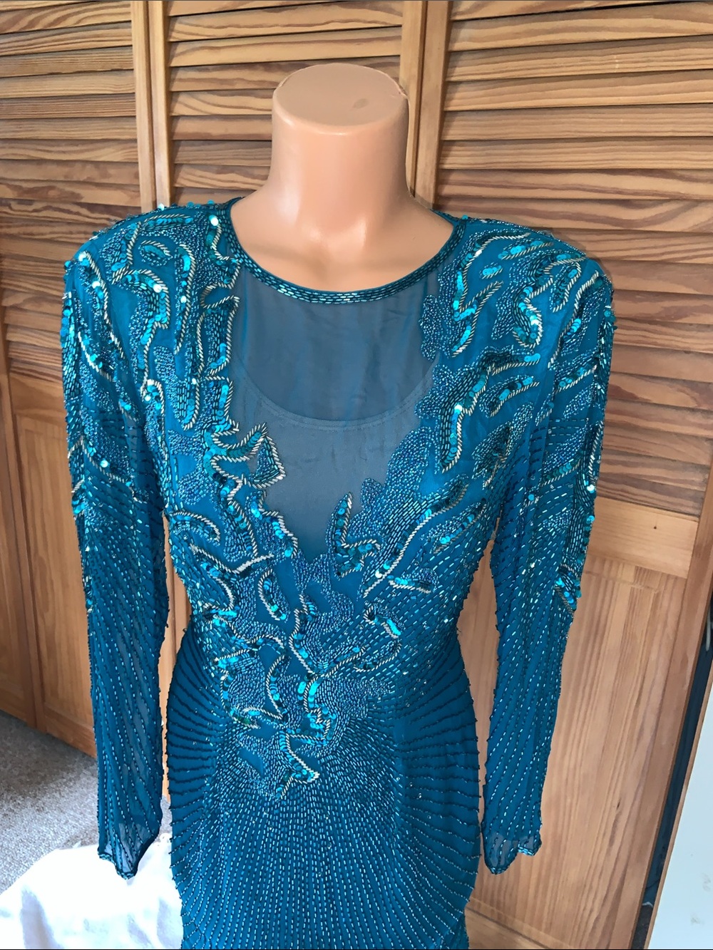 A J BARI silk hand beaded formal cocktail dress couture 10 modern 6